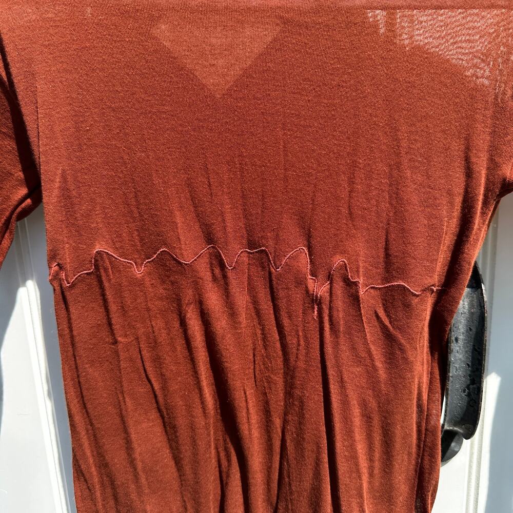 Baserange Tabbys Star Long Sleeve Turtleneck Tee Shirt Medium Burned Pomegranate - Picture 8 of 16